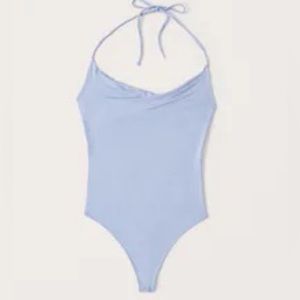 Abercrombie & Fitch Cowl Neck Blue Bodysuit
